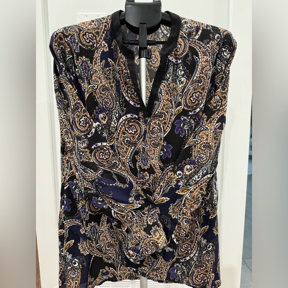 NY Collection Black and Purple Paisley Blouse